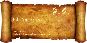 Hápp Olga névjegykártya